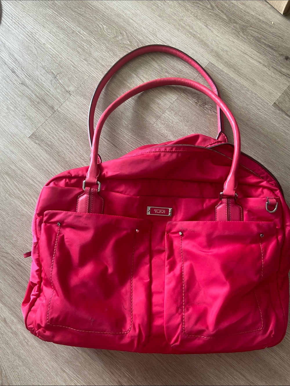 Tumi Hot Pink Nylon Tote with Dual Front Pockets